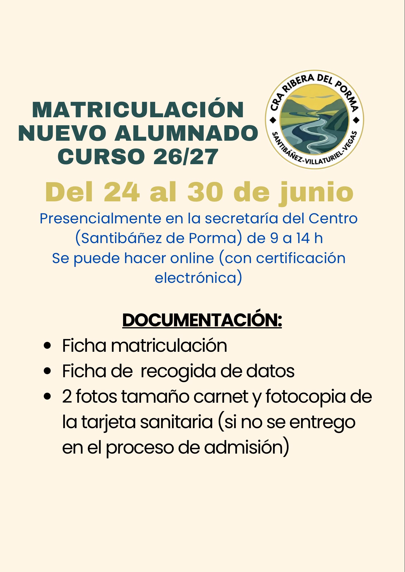 matriculación aviso